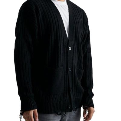 China 2023 Anti-wrinkle fashion men's long sleeve knit sweater v-neck fashion new cardigan sweater with button for sale