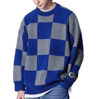 China Anti-pilling custom ribbed knit crew neck long sleeve 100% recycled cotton pullover thrift sweater men for sale