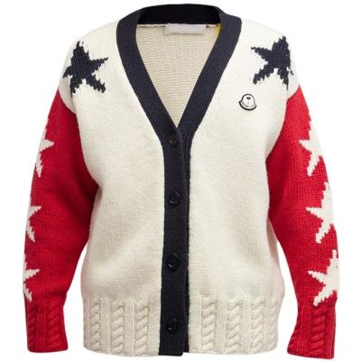 China High Quality Custom Design Knitted Mens Star Pattern Jacquard Anti-Wrinkle Cardigan Sweater for sale