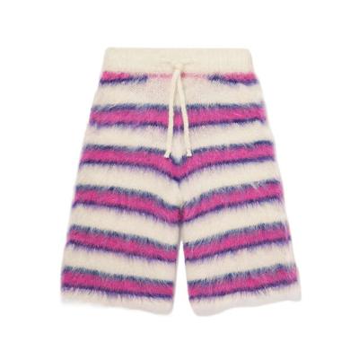 China 2023 New Anti-wrinkle Custom Fashion Striped Mohair Knitted Shorts Men's Fuzzy Mohair Pants for sale