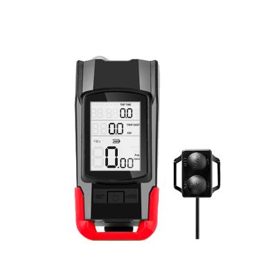 China Waterproof Stopwatch+ headlight+ speaker bicycle computer with backlight radio wired bicycle speedometer odometer bike stopwatch for sale