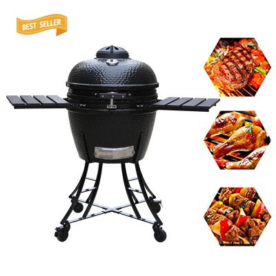 China Height Adjustable Outdoor Kamado 24inch Chicken Large BBQ Grill Egg Shaped Ceramic Barbecue Grills Asador Sin Humo for sale