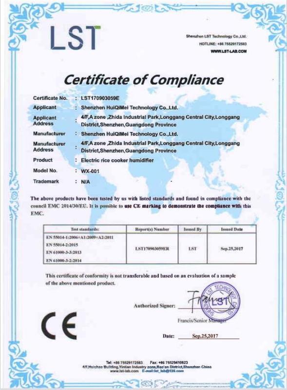 CE - Shenzhen Hui Qi Mei Technology Co., Ltd.