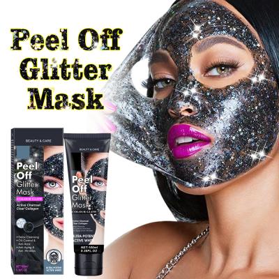 China Wholesale Black Moisturizer Star Glitter Tearing Face Mask Moisturizing Brightening Skin Off Mask Wholesale Skin Care Face Mud Mask for sale