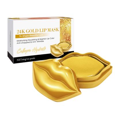 China Peel Revitalizer Private Label 24K Gold Collagen Lip Mask Squalane Moisturizing Hydraulic 20 Pcs Lip Patch Gel Lip Mask Box Package Hydration Wholesale for sale