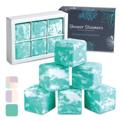 China Body Shower Tablets OEM Customized Square Shape Shower Sheet 650g Shower Steamers Essential Oil Bath Salt Exfoliate for sale