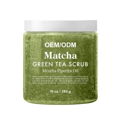 China Exfoliator 300g Matcha Scrub Green Tea Facial Cleansing Body Scrub Amazon Hot Selling Private Label Moisturizing Body Scrub for sale