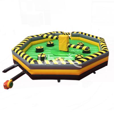 China PVC 7m Diameter Multiplayer Interactive Inflatable Game Wipeout Obstacle Course for sale