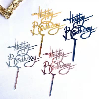 China Handmade Hot Selling Happy Birthday Acrylic Topper Cake Decoration Party Cake Topper White for sale