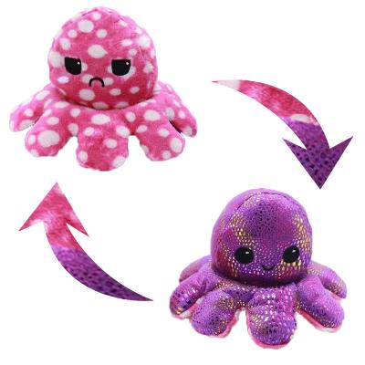 China Children double-sided Emotional Emotional Flip Cartoon Plush Toy double-sided soft simulation octopus doll cute animal cute doll for sale