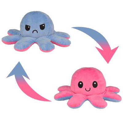 China Newest Custom Cute Animal Doll Double Sided Flip Reversible Mood Octopus Plush Cartoon Soft Colorful Toys for sale