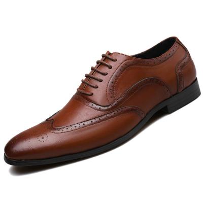 China Italian classic formal genuine leather black and brown men's flat shoes elegant shoes for wedding for sale