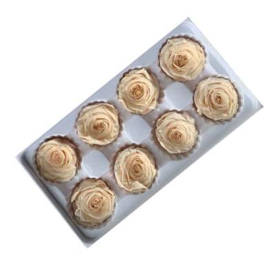 China Lasting Most Popular Preserved Touch 4-5cm Real Eternal Rose Head Rose Flower For Wedding Decoration for sale