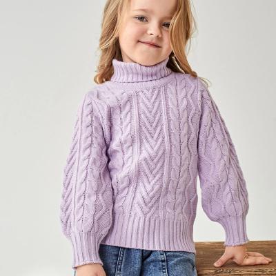 China New Design Anti-Shrink Cable Knit Custom Kid Designer High Neck Girl Sweater for sale