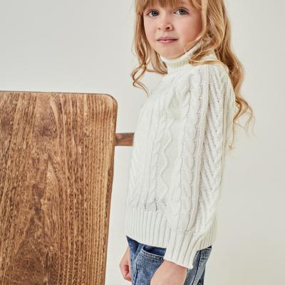 China Factory Wholesale Simple Custom Child Long Sleeve Funnel Neck Anti-Shrink For Girl Knitted Sweater for sale