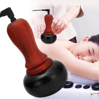 China Hot Electric Gua Sha Massager Natural Stone Body Stone GuaSha Needle Scraping Neck Back Face Massage Relax Muscles Peel Lift Care Spa for sale