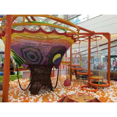 China Custom Steel Factory Solution For Colorful Rainbow Net Playground Kids Knit Playground With Ball Pit for sale