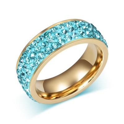 China Fashion Trendy Custom Different Colors Rhinestone Rings Full Stone Ring For Men And Women Custom Backed for sale