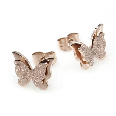 China 2019 TRENDY Fashion Korean Style Butterfly Stud Earrings Stainless Steel Stud Earrings For Women Custom Made Backed for sale