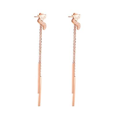 China FASHIONABLE Cute Fox Shape Drop Earrings Stainless Steel Women Bar Jewelry At Cheap Price Custom Backed for sale