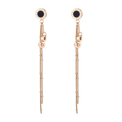 China Fashionable Classic Roman Numeral Earring from Japan and Korea Long Stainless Steel Tassels Ear Drop Custom Backed for sale