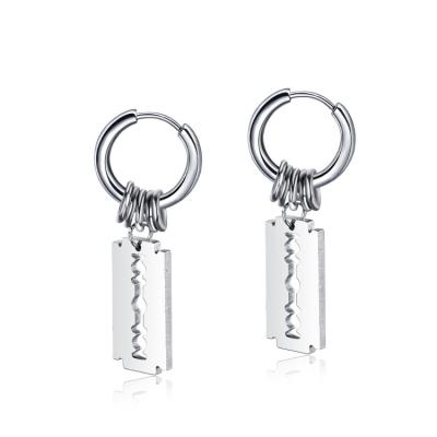 China TRENDY New Design Stainless Steel Blade Earring For Young Man High Polished Earrings Silver Custom Backed for sale