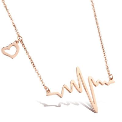 China Fashionable wholesale stainless steel ECG chocker necklace rose gold necklaces for women custom made backed for sale