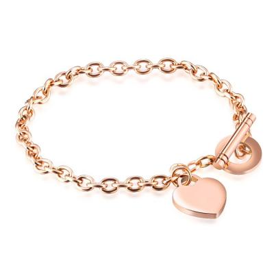 China FASHIONABLE Rose Gold Plating Love Charm Bracelet Girls Chain Bracelets Custom Backed for sale