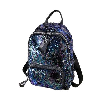 China New Arrival College School Girl Navy Sequin Backpack Normal Bags for sale