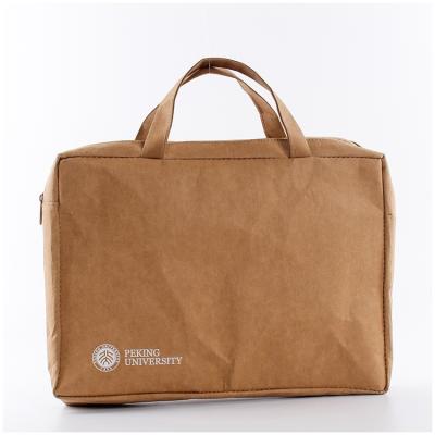 China Cheap Document Bag Hand Carry Eco Friendly Paper Briefcase Kraft Paper Messenger Bag for sale