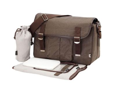 China Best Selling Water Resistant Canvas Messenger Diaper Baby Diaper Bag For Men for sale