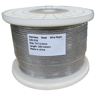 China Gaosheng manufacture 3.2mm stainless steel 316 7x7 wire rope price per meter for sale