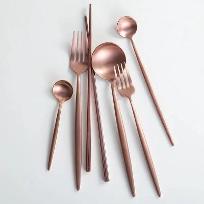 China Sustainable Gold Flatware Sustainable Copper Stainless Steel 18/8 Cutlery Set For Hotel for sale