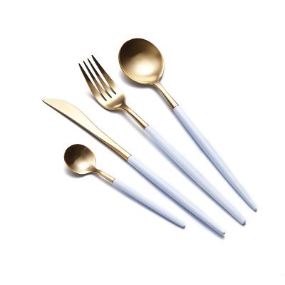 China High Quality Disposable Matte Gold Color Spoon And Fork 304 Stainless Steel Flatware Disposable Set for sale