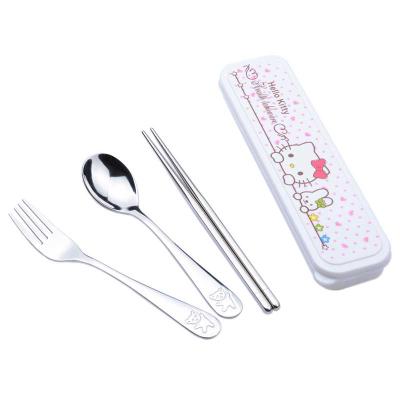 China Disposable Disposable High Quality Stainless Steel Kids Cutlery Knife Fork and Chopsticks Set for sale