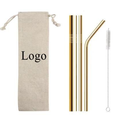 China Custom Viable Sustainable Party Metal Stainless Steel Drinking Straws Set Wholesale Bubble Tea Straws for sale