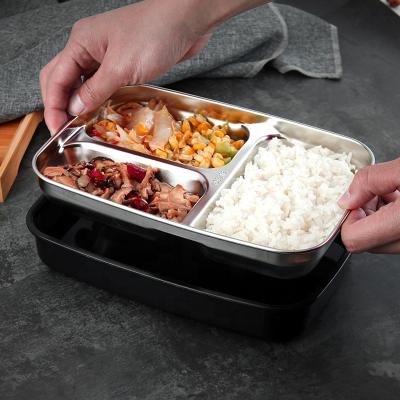 China Brown 304 Stainless Steel 3 Compartment Heatable Plastic Pink Blue Black Custom Bento Lunch Box for sale