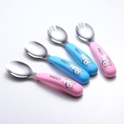 China BPA Free Disposable Disposable Kids Flatware Kids Stainless Steel Spoon Fork Cutlery Set for sale