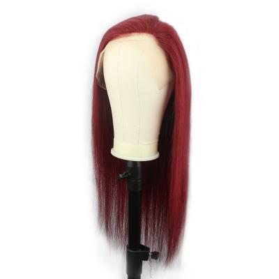 China Indian Silky Straight Wave Unprocessed HD Lace Frontal Cuticle Aligned Bone Straight Burgundy Wig Silky Dark Wine Born Raw Virgin Human Hair for sale