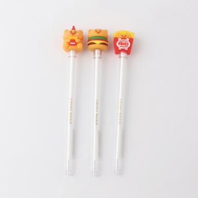 China Cute Foodie Normal Student Pen Gel Fast Food Bear Series Pull Student Writing Pen for sale