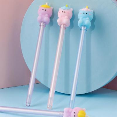 China Normal Hot Selling Europe and America Rainbow Unicorn Pull Series Gel Pen for Kids Kawaii Cute Superb Pen Stationery for sale