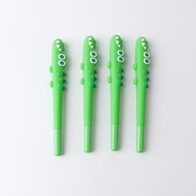 China Normal Cute Anxiety Crocodile Gel Pen Silicone Children Student Office Pen for sale