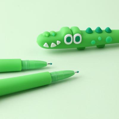 China Normal Cute Anxiety Crocodile Gel Pen Silicone Children Student Office Pen for sale