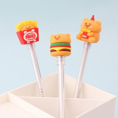 China Cute Foodie Normal Student Pen Gel Fast Food Bear Series Pull Student Writing Pen for sale