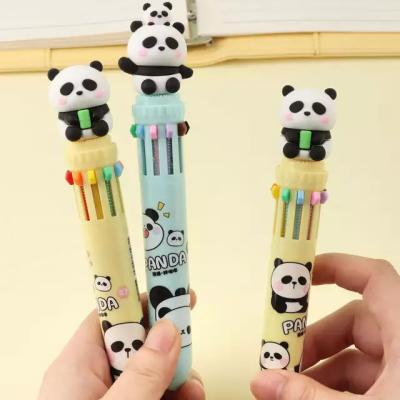 China office & School Pen Fancy Panda 10 Multi Color Function Pen With Custom Logo For Kid Gift Ballpoint Pen Stationery for sale