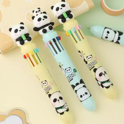 China office & School pen KUKI luxury panda 10 multicolor ballpoint pen with custom logo for kid gift ballpoint pen writing stationery for sale