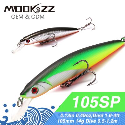 China ABS Plastic MOOKZZ Artificial Floating Minnow Lures 105mm 14g Hard Plastic Bait Minnow lures fishing Beach Pesca Bass for sale