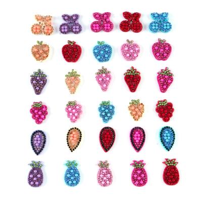 China 3D Hot Sale Crystal Rhinestone Strawberry Pineapple Variety of Fruits Patch 3D Heat Transfer Resin Patches for Garment for sale