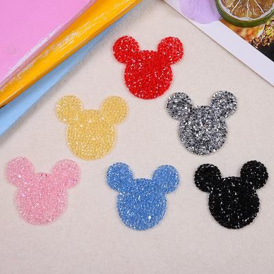 China Flatback Custom  Iron on Mickey Head Rhinestone Patches 3D DIY Accessories Patch for Garment for sale