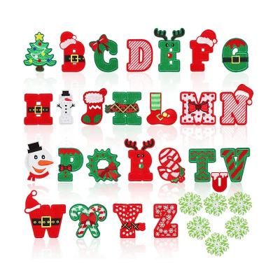 China 3D Custom Merry Christmas Iron on Patches Pattern Alphabet Letter Embroidery Chenille Patch for Garment for sale